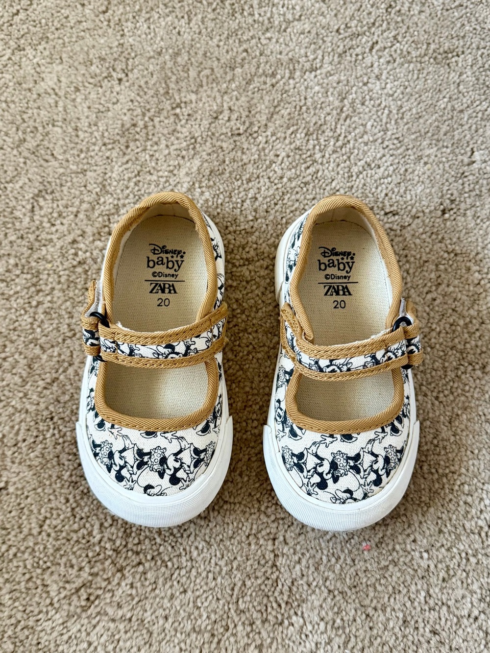 Disney Baby Cream & Black Mary Jane Walker Shoes